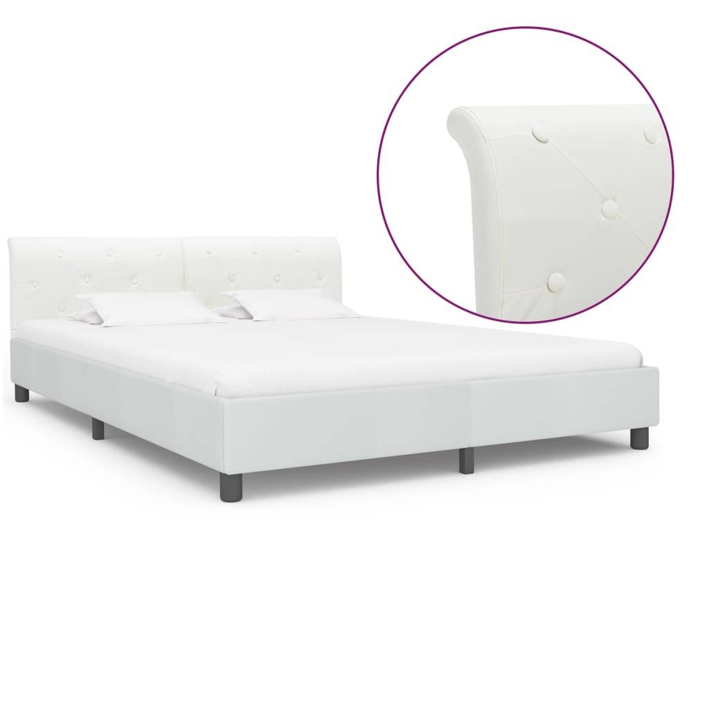 vidaXL Bettgestell Weiß Kunstleder 180×200 cm