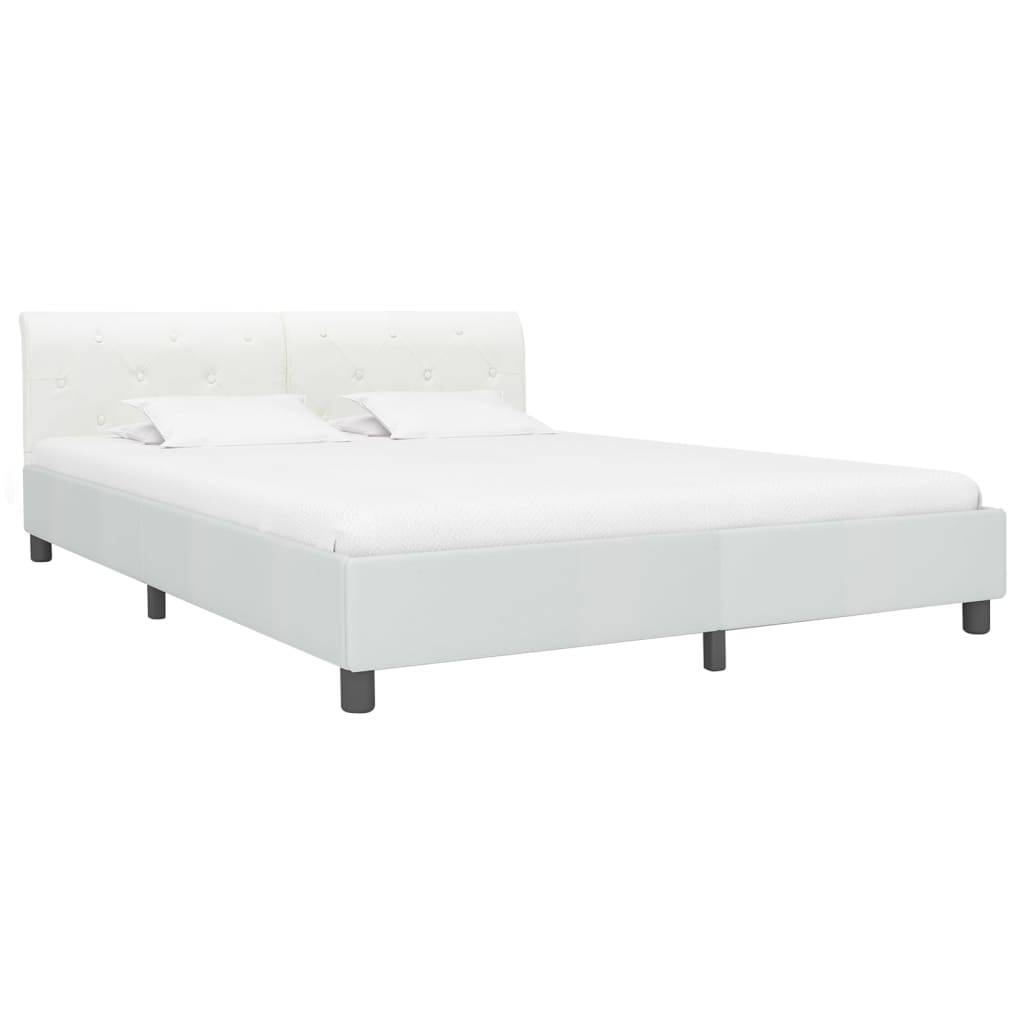 vidaXL Bettgestell Weiß Kunstleder 180×200 cm