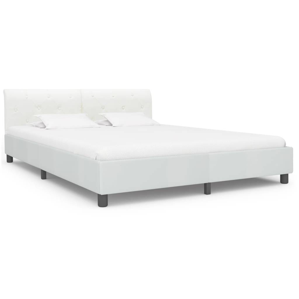 vidaXL Bettgestell Weiß Kunstleder 180×200 cm