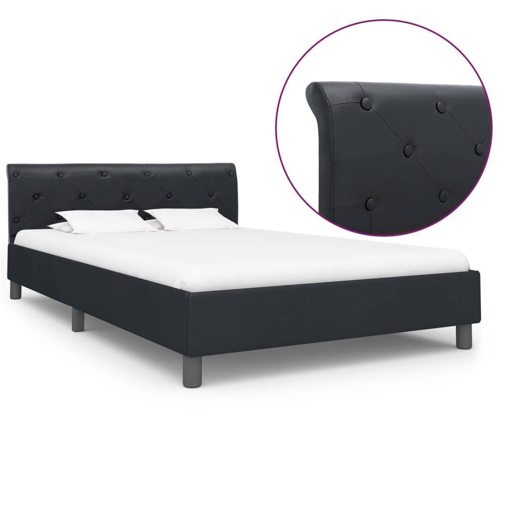 vidaXL Bettgestell Schwarz Kunstleder 120 x 200 cm