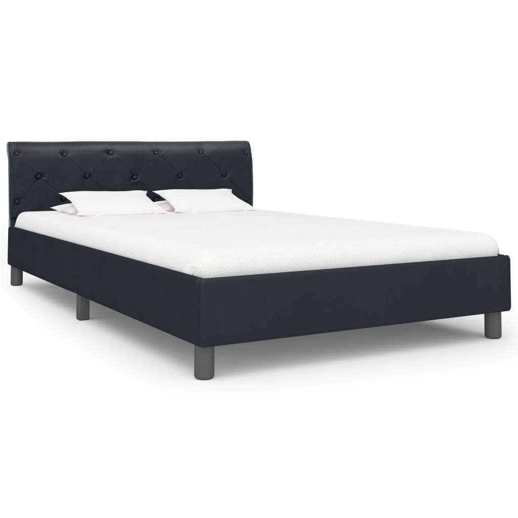 vidaXL Bettgestell Schwarz Kunstleder 140 × 200 cm