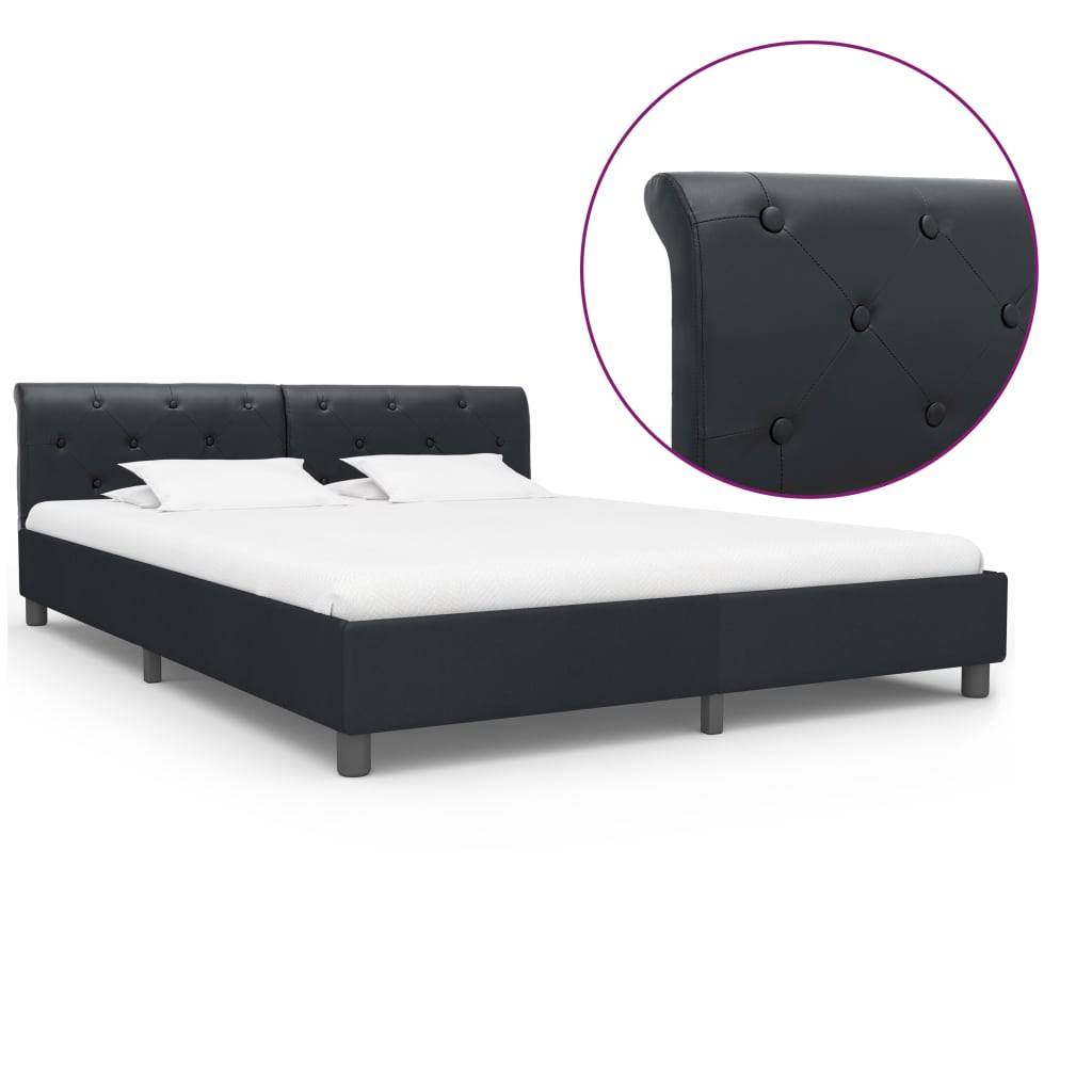 vidaXL Bettgestell Schwarz Kunstleder 180 × 200 cm