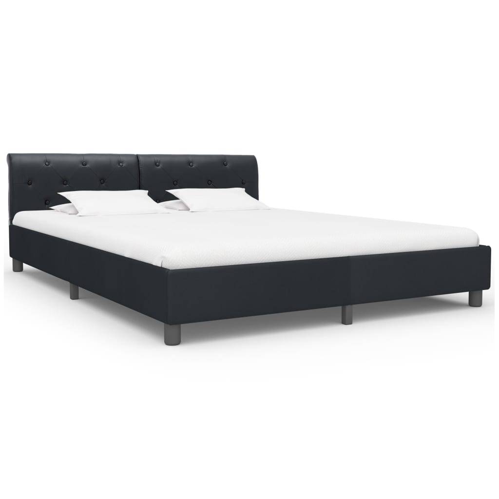 vidaXL Bettgestell Schwarz Kunstleder 160 × 200 cm