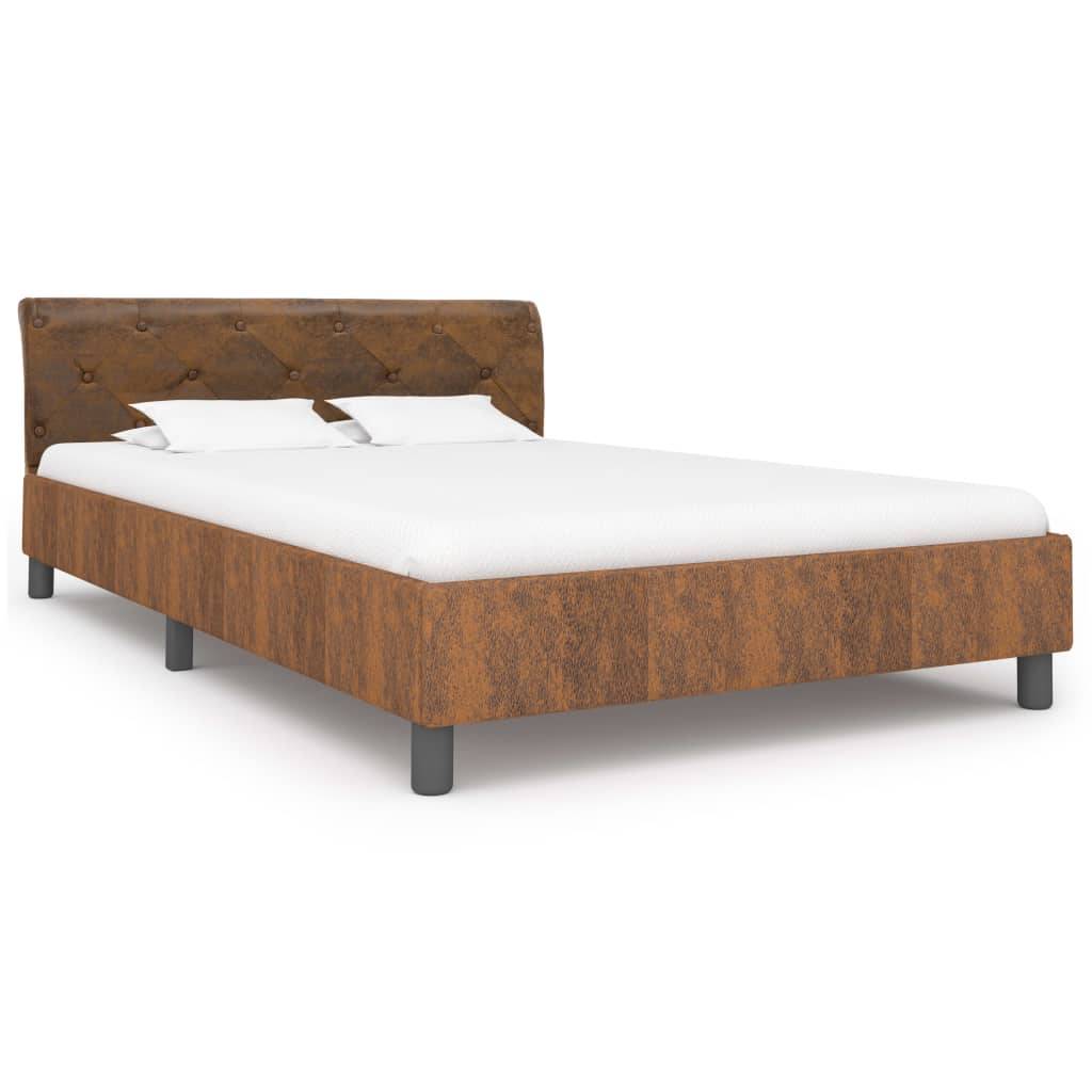 vidaXL Bettgestell Braun Wildleder-Optik 140 × 200 cm