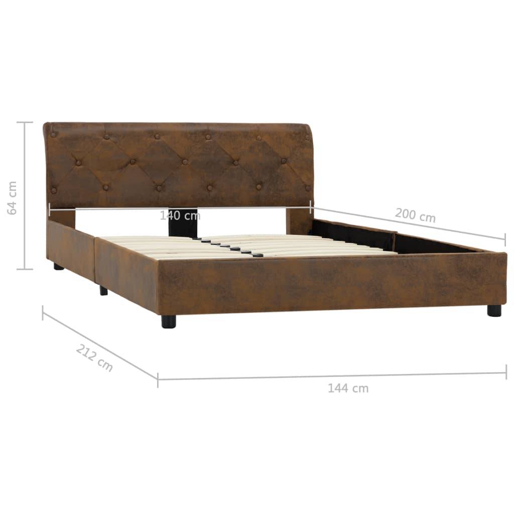 vidaXL Bettgestell Braun Wildleder-Optik 140 × 200 cm