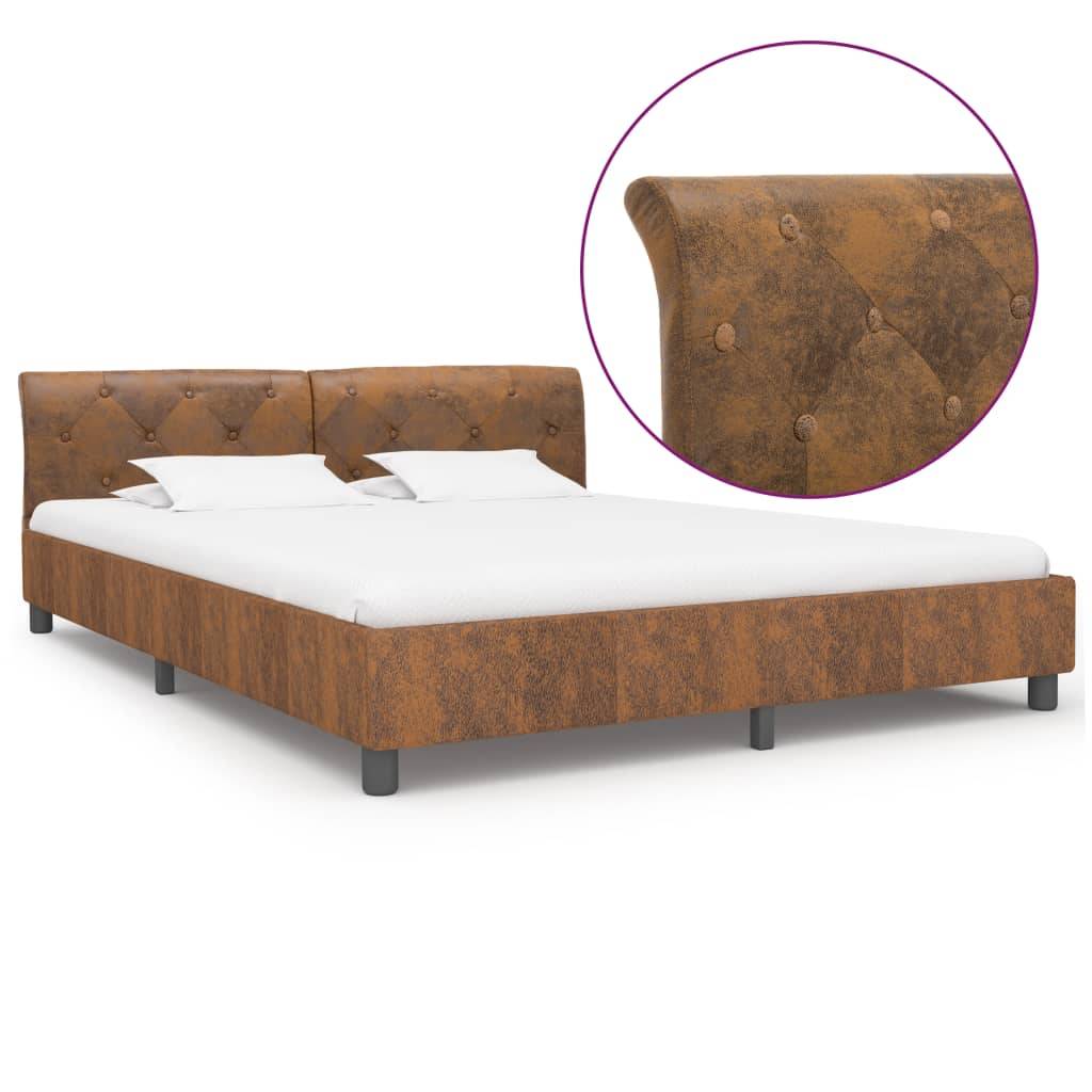 vidaXL Bettgestell Braun Wildleder-Optik 180 × 200 cm
