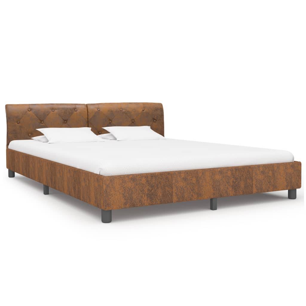 vidaXL Bettgestell Braun Wildleder-Optik 160 x 200 cm