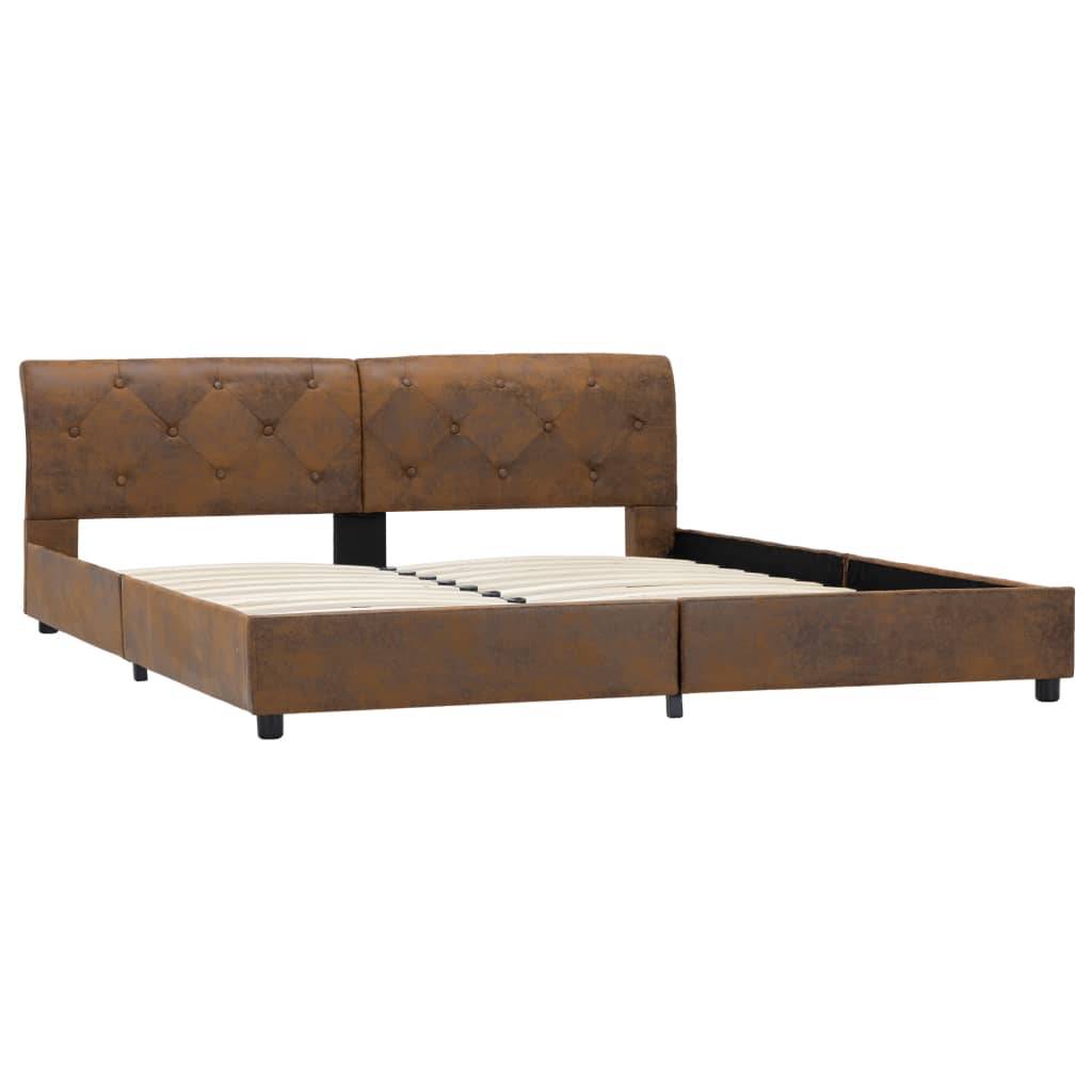 vidaXL Bettgestell Braun Wildleder-Optik 160 x 200 cm