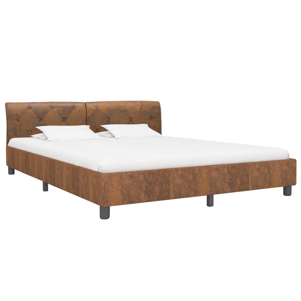 vidaXL Bettgestell Braun Wildleder-Optik 160 x 200 cm