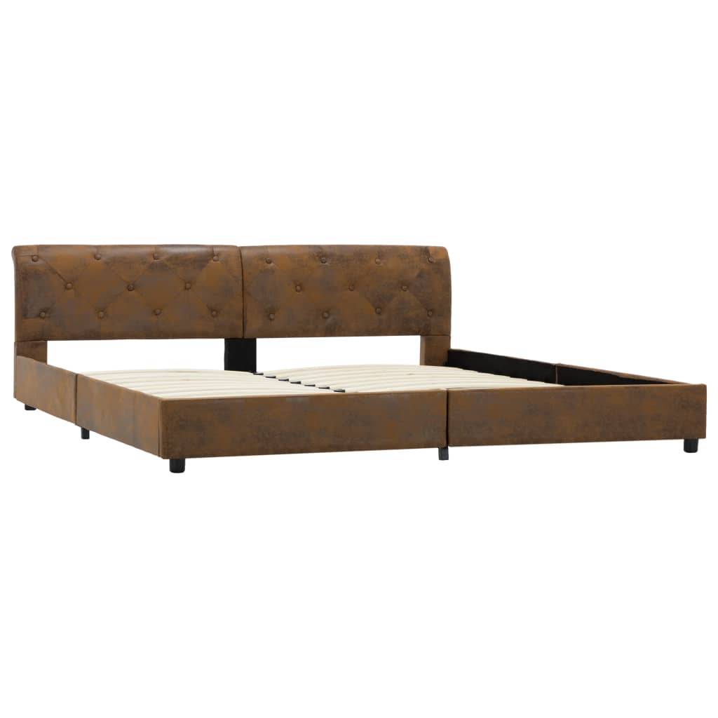 vidaXL Bettgestell Braun Wildleder-Optik 180 × 200 cm