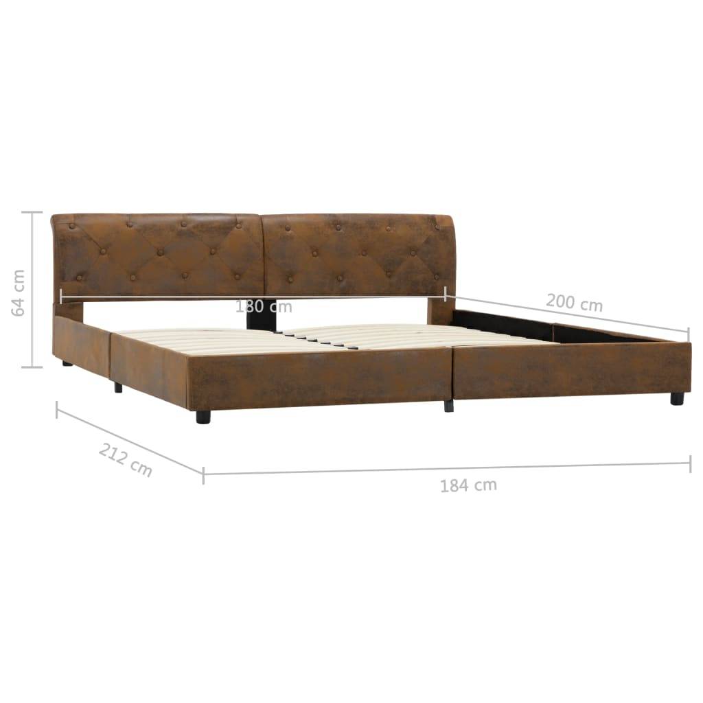 vidaXL Bettgestell Braun Wildleder-Optik 180 × 200 cm
