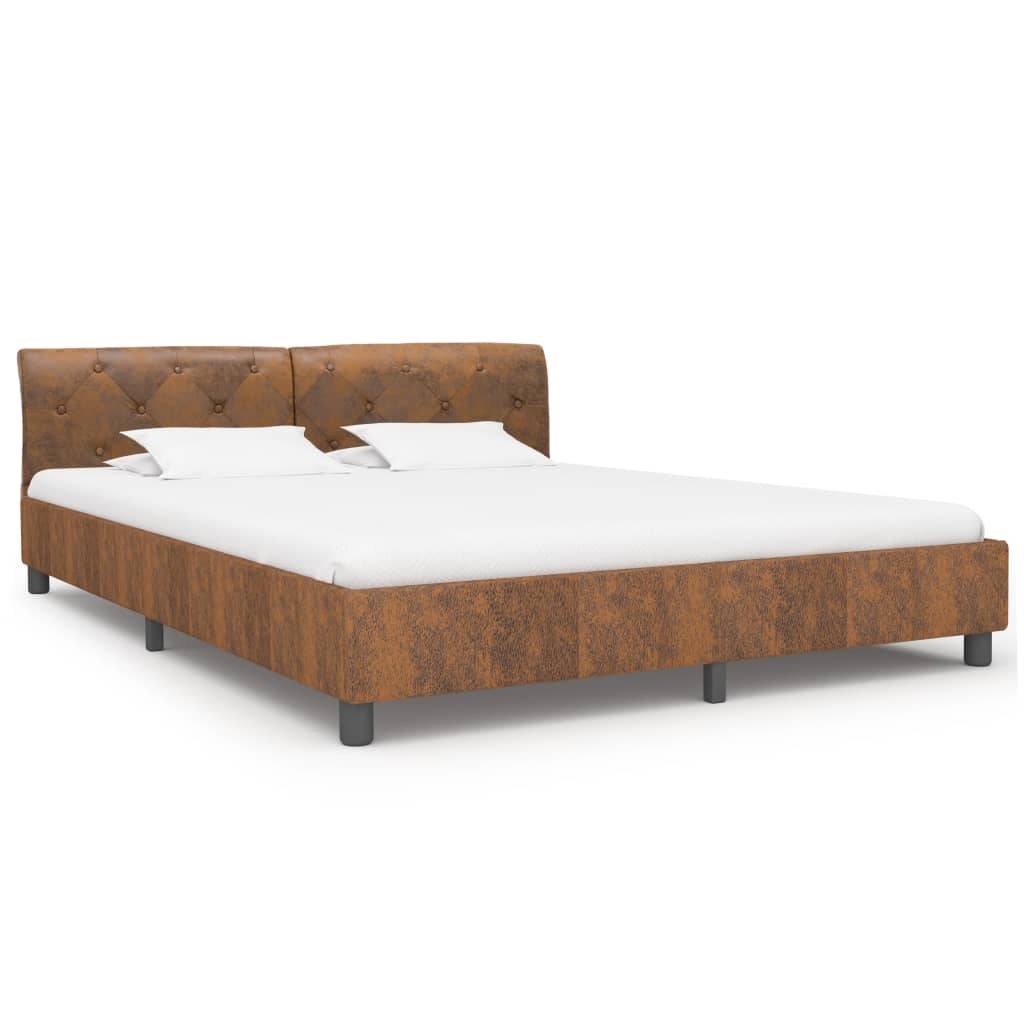 vidaXL Bettgestell Braun Wildleder-Optik 180 × 200 cm