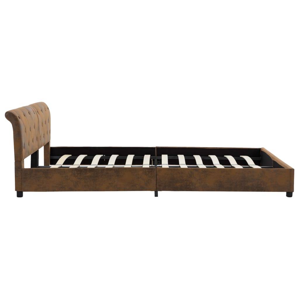 vidaXL Bettgestell Braun Wildleder-Optik 180 × 200 cm