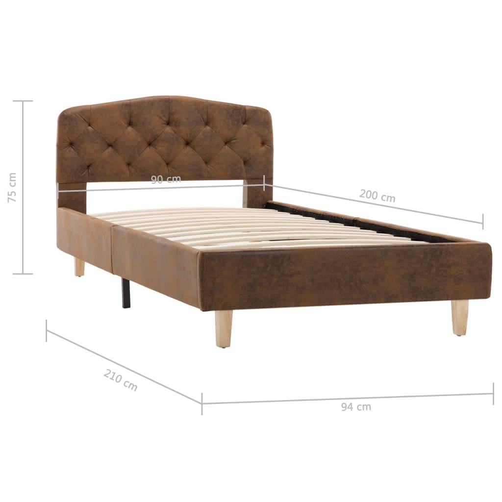 vidaXL Bettgestell Braun Wildleder-Optik 90x200 cm