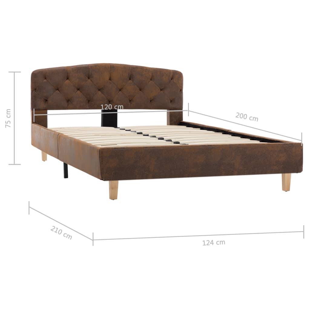 vidaXL Bettgestell Braun Wildleder-Optik 120x200 cm