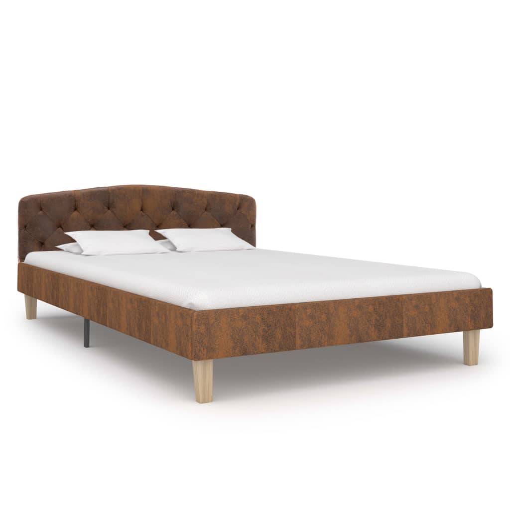 vidaXL Bettgestell Braun Wildleder-Optik 120x200 cm