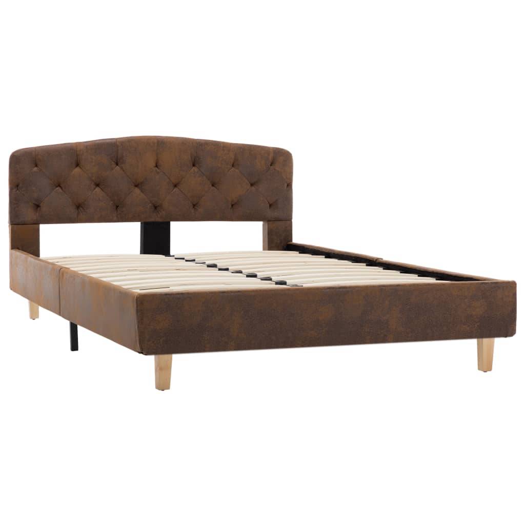 vidaXL Bettgestell Braun Wildleder-Optik 120x200 cm