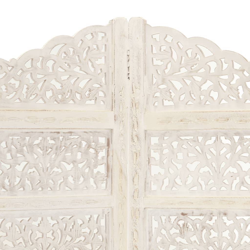 vidaXL 4tlg. Raumteiler Handgeschnitzt Weiß 160×165cm Mango Massivholz