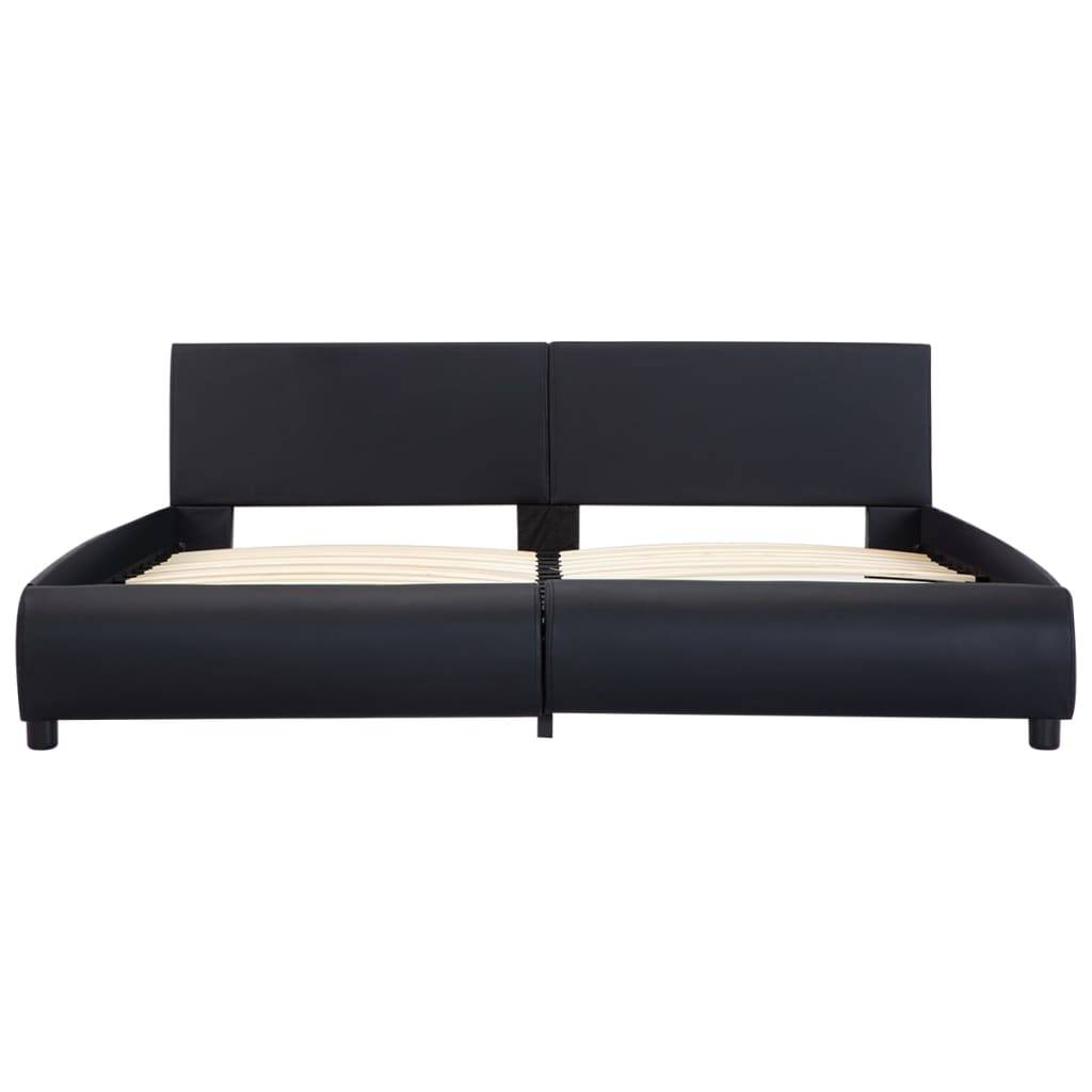 vidaXL Bettgestell mit LED Schwarz Kunstleder 180x200 cm