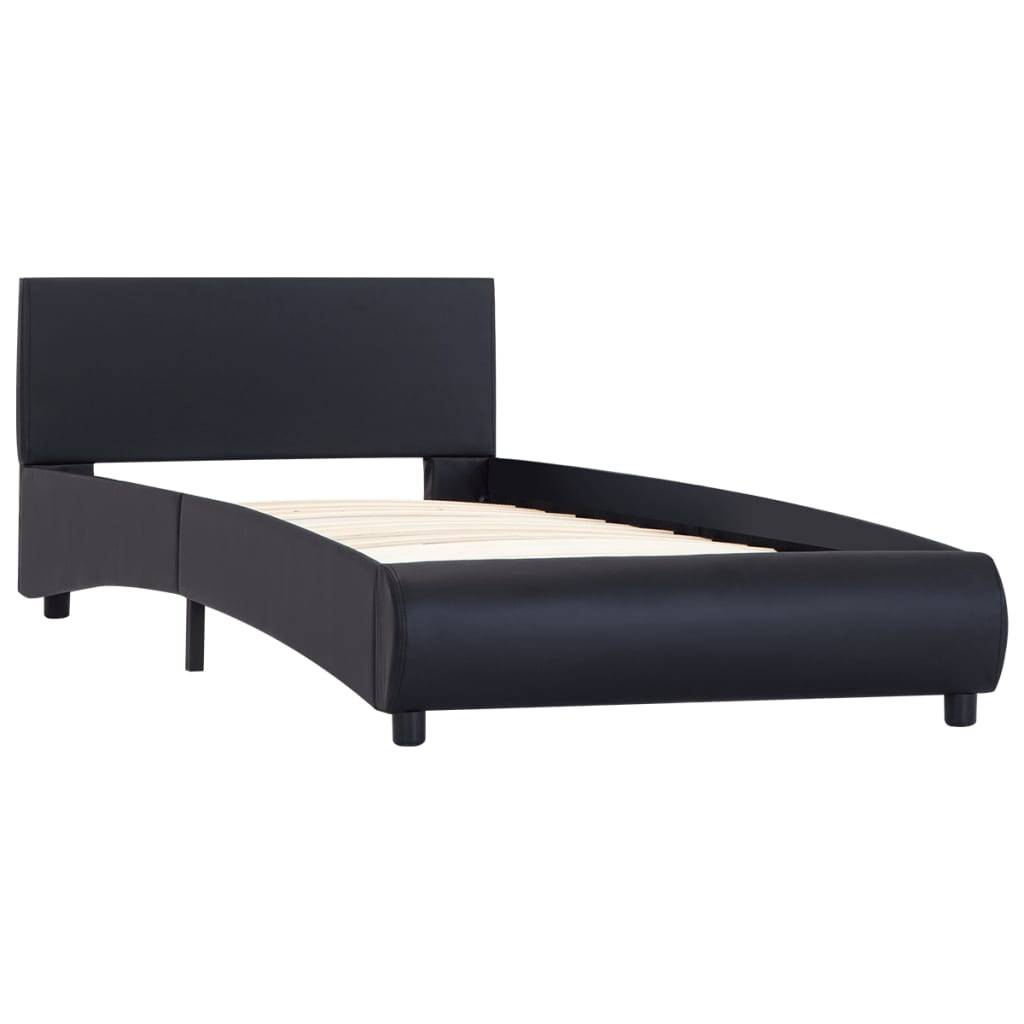 vidaXL Bettgestell mit LED Schwarz Kunstleder 90x200 cm