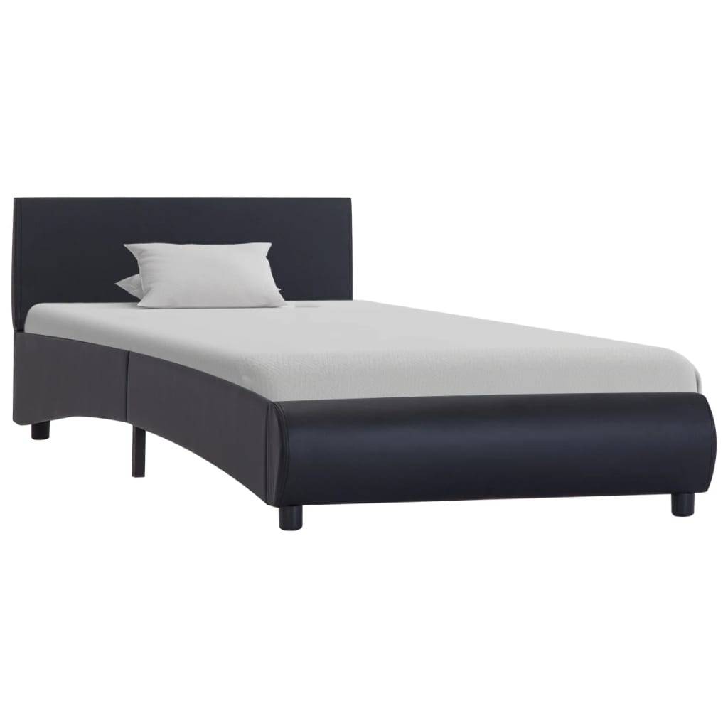 vidaXL Bettgestell mit LED Schwarz Kunstleder 90x200 cm