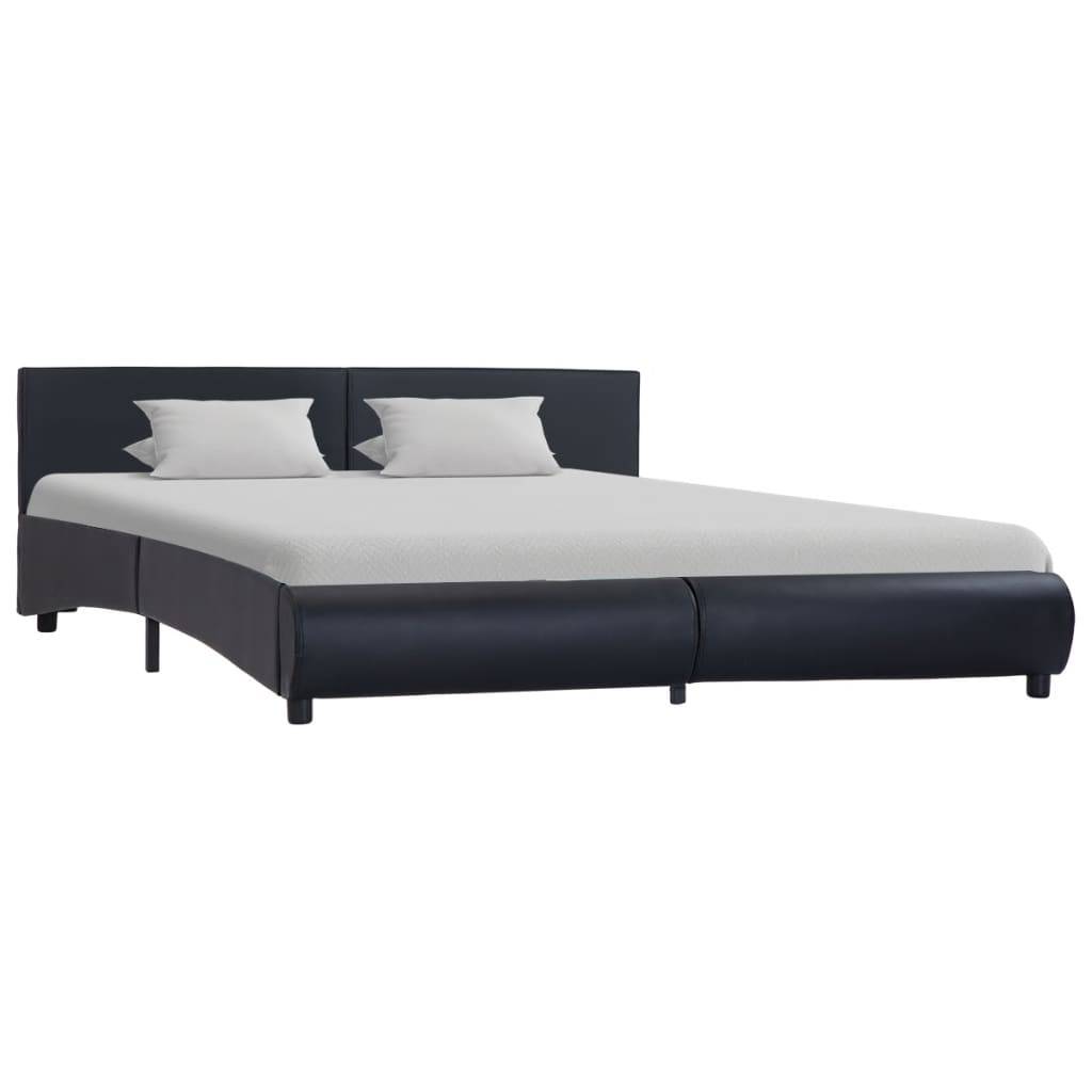 vidaXL Bettgestell mit LED Schwarz Kunstleder 180x200 cm