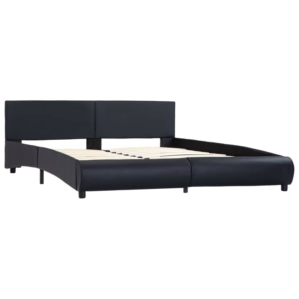 vidaXL Bettgestell mit LED Schwarz Kunstleder 180x200 cm