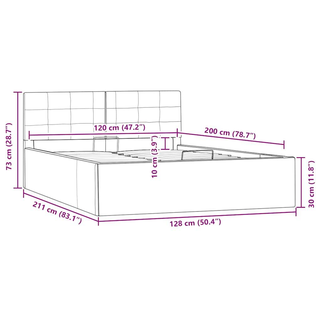vidaXL Stauraumbett Hydraulisch Weiß Kunstleder 120×200 cm