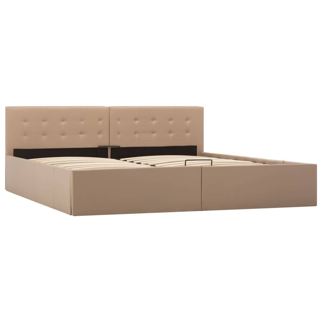 vidaXL Stauraumbett Hydraulisch Cappuccino-Braun Kunstleder 180×200 cm