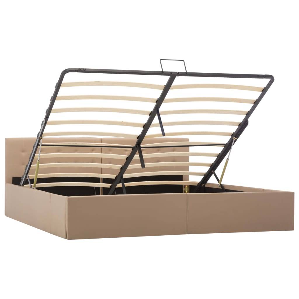 vidaXL Stauraumbett Hydraulisch Cappuccino-Braun Kunstleder 180×200 cm