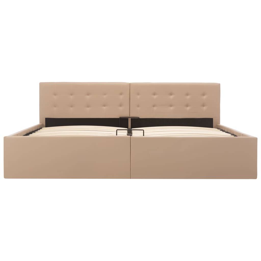 vidaXL Stauraumbett Hydraulisch Cappuccino-Braun Kunstleder 180×200 cm