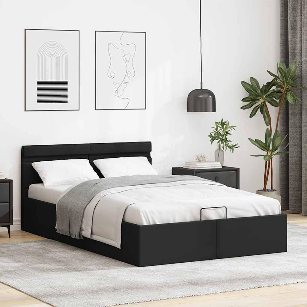 vidaXL Bett mit Bettkasten Hydraulisch LED Kunstleder 120x200 cm