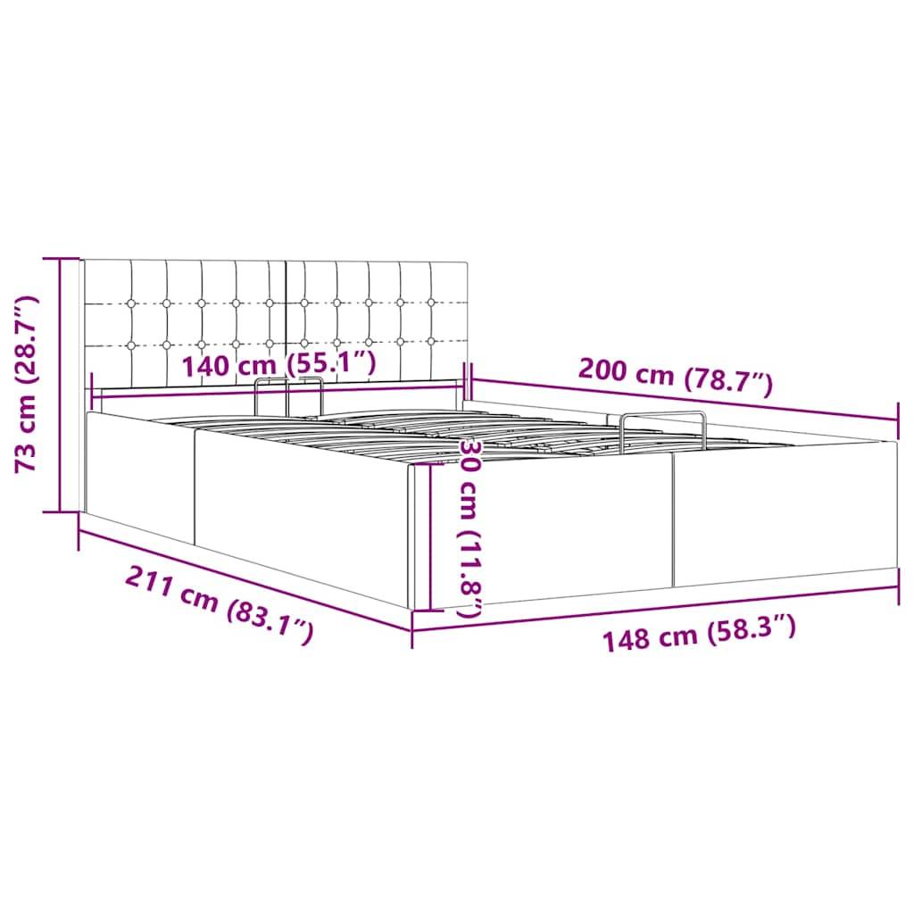 vidaXL Stauraumbett Hydraulisch Hellgrau Stoff 140×200 cm