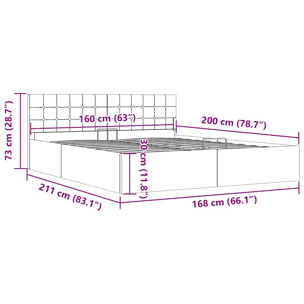 vidaXL Stauraumbett Hydraulisch Dunkelgrau Stoff 160×200 cm