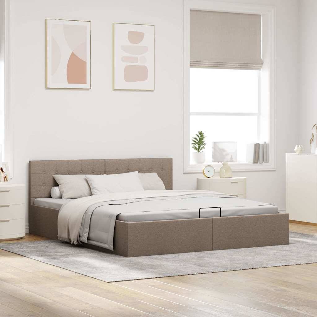 vidaXL Stauraumbett Hydraulisch Taupe Stoff 180×200 cm