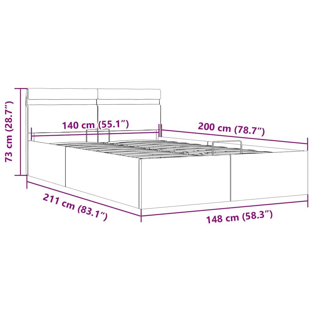 vidaXL Bett mit Bettkasten Hydraulisch LED Weiß Kunstleder 140x200 cm
