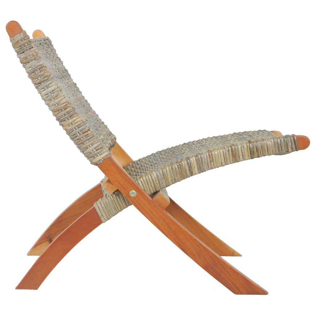vidaXL Relaxstuhl Natur Kubu-Rattan und Massivholz Mahagoni