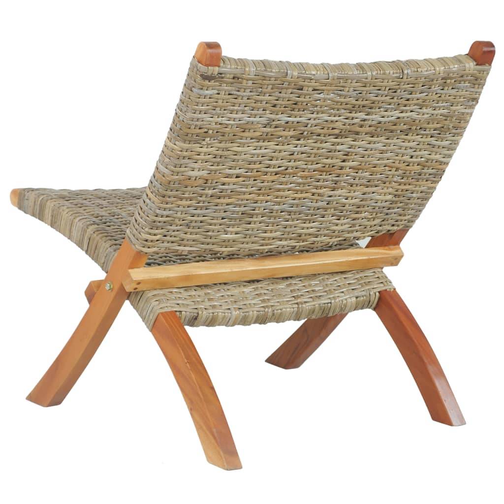 vidaXL Relaxstuhl Natur Kubu-Rattan und Massivholz Mahagoni