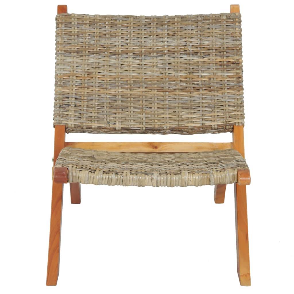 vidaXL Relaxstuhl Natur Kubu-Rattan und Massivholz Mahagoni