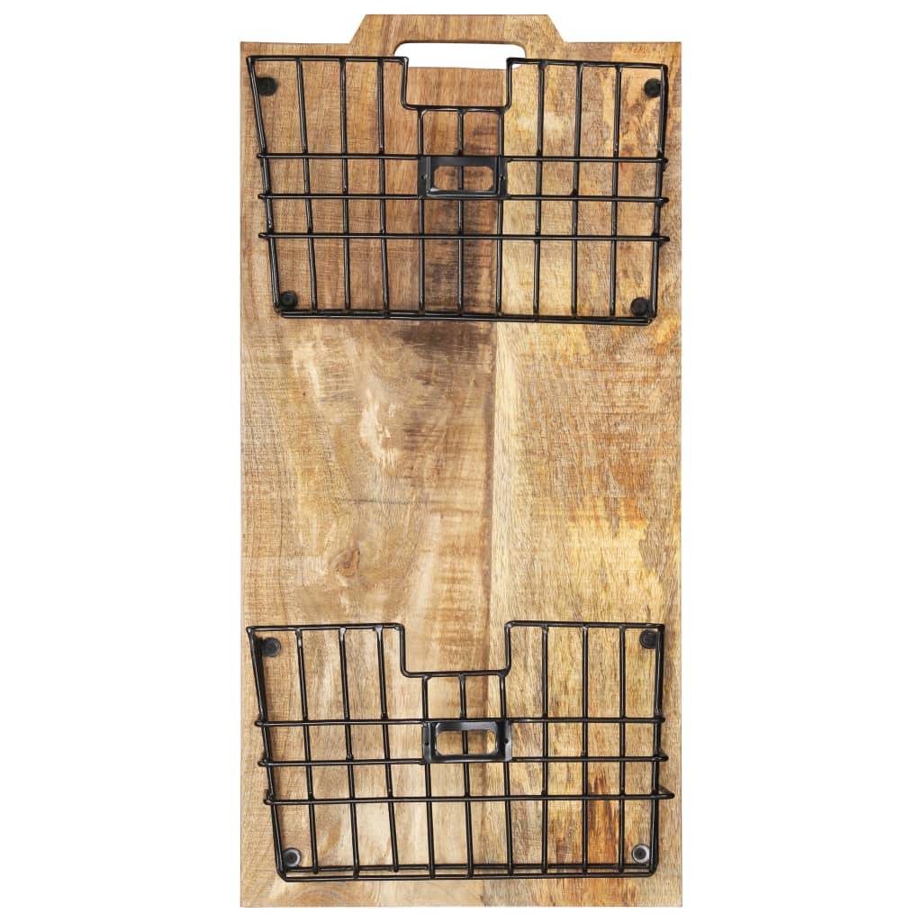 vidaXL Wand-Zeitungsständer 33×10×67 cm Raues Massivholz Mango