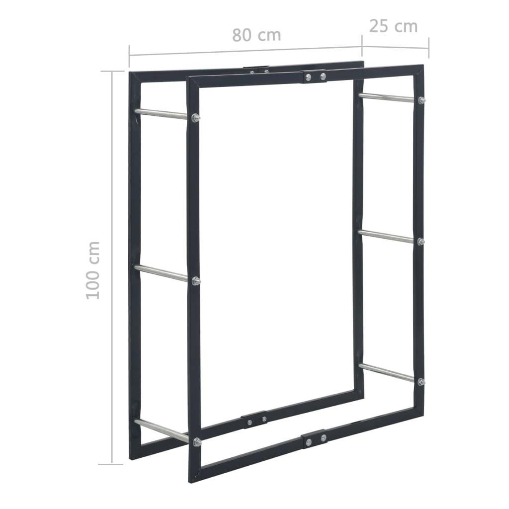 vidaXL Brennholzregal Schwarz 80×25×100 cm Stahl