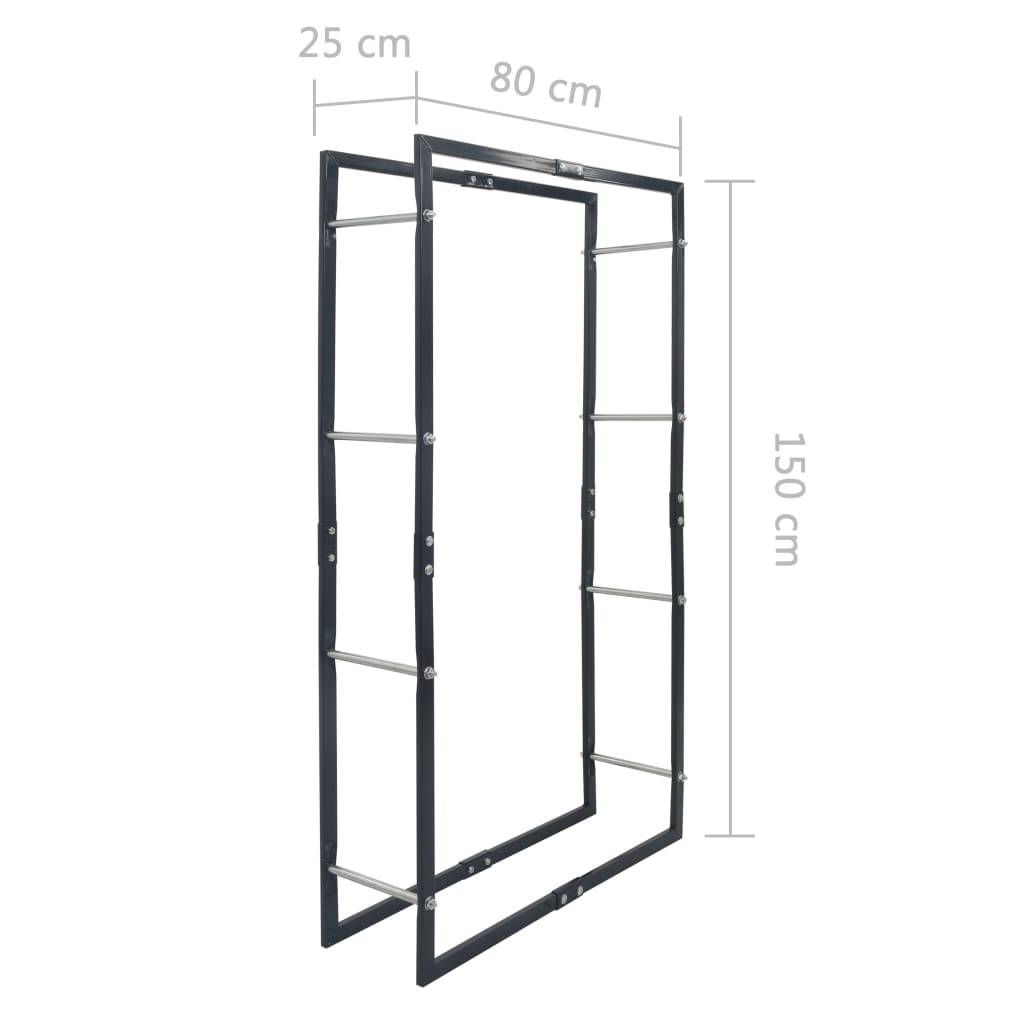 vidaXL Brennholzregal Schwarz 80×25×150 cm Stahl