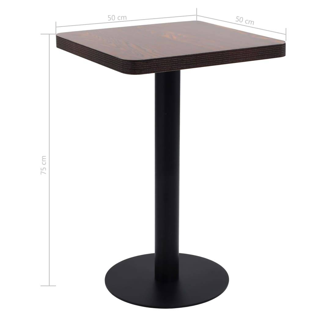 vidaXL Bistrotisch Dunkelbraun 50x50 cm MDF