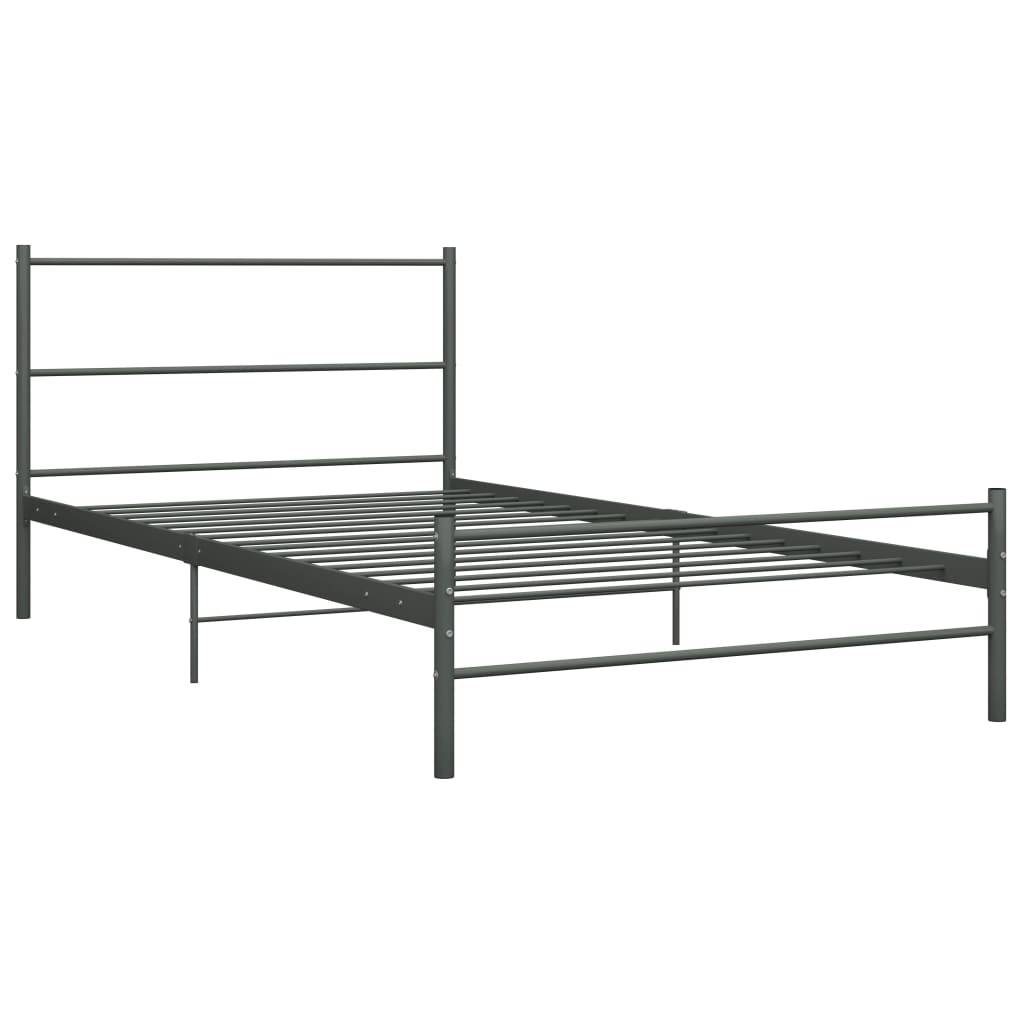 vidaXL Bettgestell Grau Metall 90×200 cm