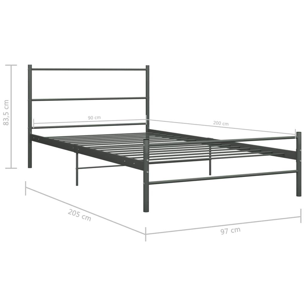 vidaXL Bettgestell Grau Metall 90×200 cm