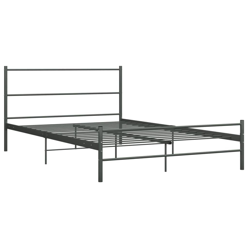 vidaXL Bettgestell Grau Metall 160×200 cm