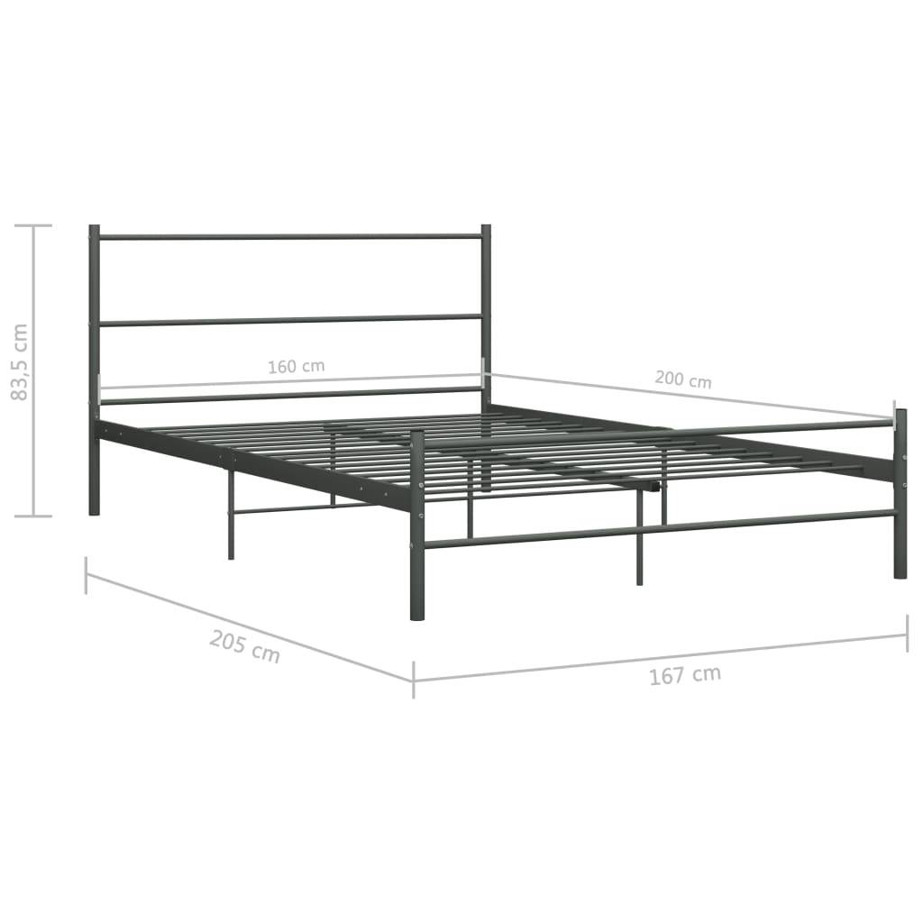 vidaXL Bettgestell Grau Metall 160×200 cm