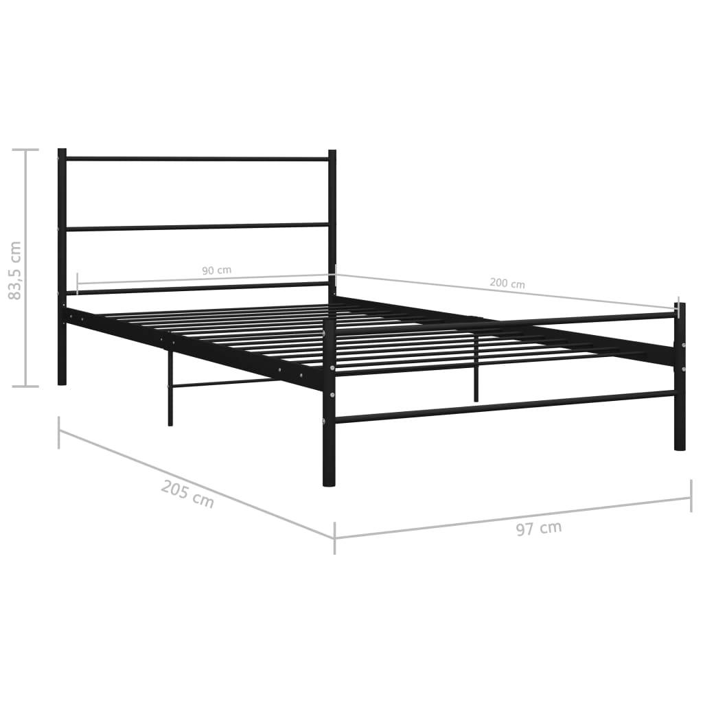 vidaXL Bettgestell Schwarz Metall 90×200 cm