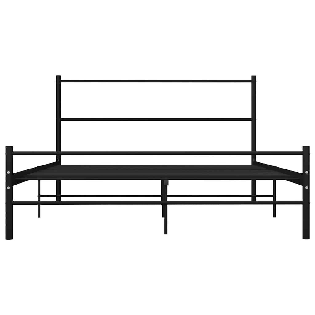 vidaXL Bettgestell mit Kopfteil ohne Matratze Schwarz 140x200cm Metall