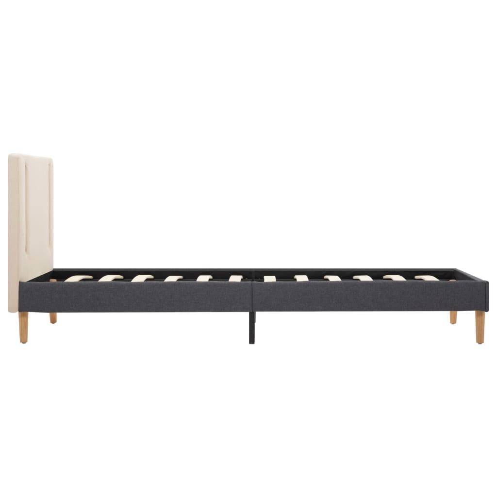 vidaXL Bettgestell mit LED Cremeweiß und Dunkelgrau Stoff 100 x 200 cm